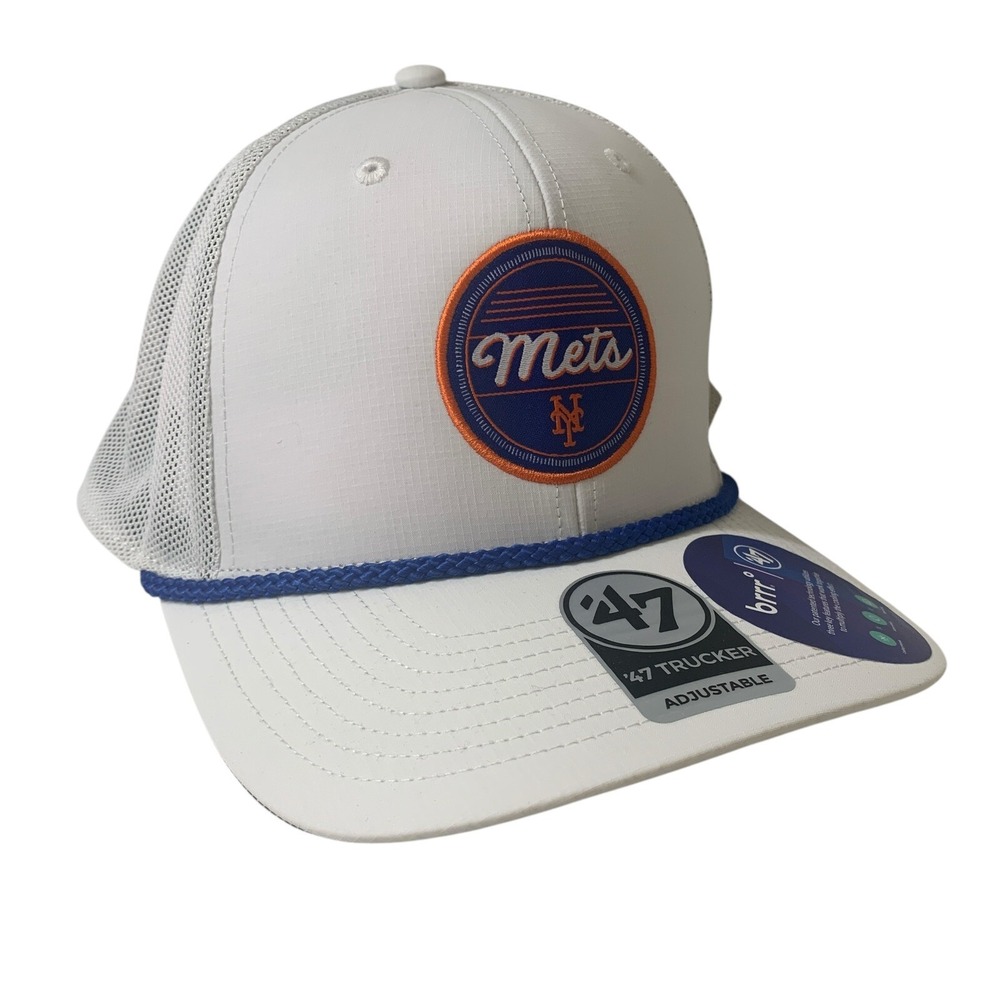 New York Mets '47 Brand Trucker White Adjustable Mesh Snapback Golf Hat Cap OSFM